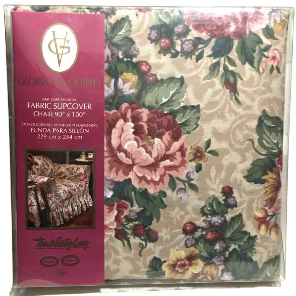 Town & Country Living Gloria Vanderbilt Floral Fabric 90 x 100” Slipcover Chair